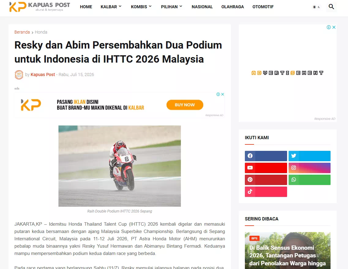 Resky dan Abim Persembahkan Dua Podium untuk Indonesia di IHTTC 2026 Malaysia