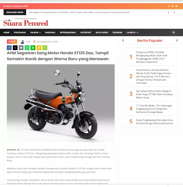 AHM Segarkan Sang Motor Honda ST125 Dax, Tampil Semakin Ikonik dengan Warna Baru yang Menawan