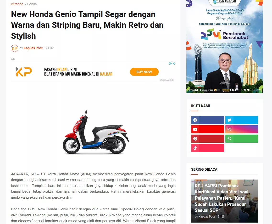 New Honda Genio Tampil Segar dengan Warna dan Striping Baru, Makin Retro dan Stylish