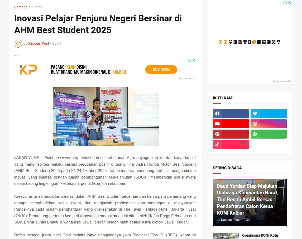 Inovasi Pelajar Penjuru Negeri Bersinar di AHM Best Student 2025