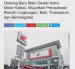 Gedung Baru Main Dealer Astra Motor Kalbar, Wujudkan Perusahaan Ramah Lingkungan, Baik, Transparan dan Berintegritas