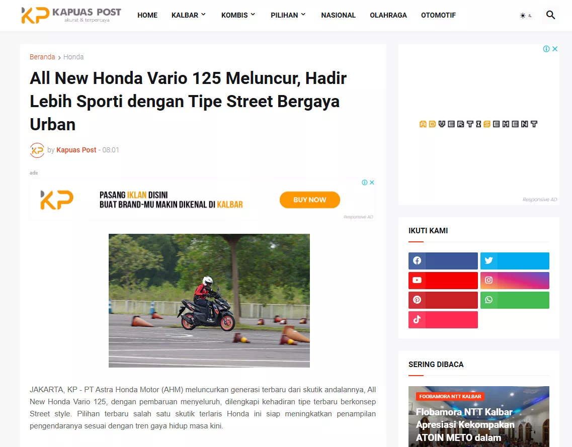 All New Honda Vario 125 Meluncur, Hadir Lebih Sporti dengan Tipe Street Bergaya Urban