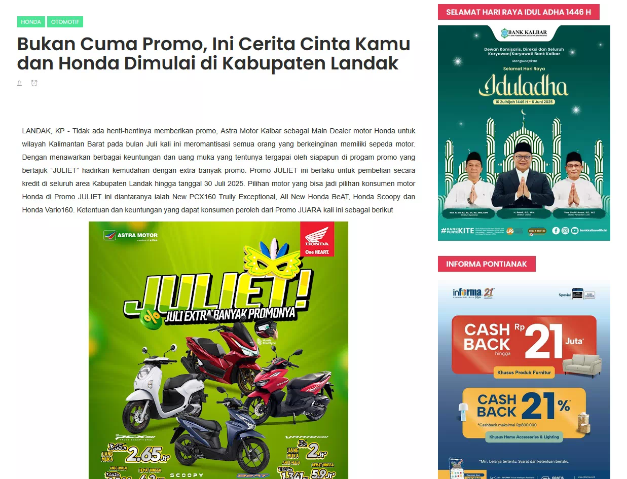 Bukan Cuma Promo, Ini Cerita Cinta Kamu dan Honda Dimulai di Kabupaten Landak