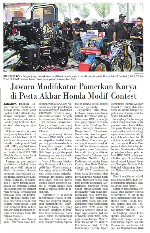 Jawara Modifi kator Pamerkan Karya di Pesta Akbar Honda Modif Contest