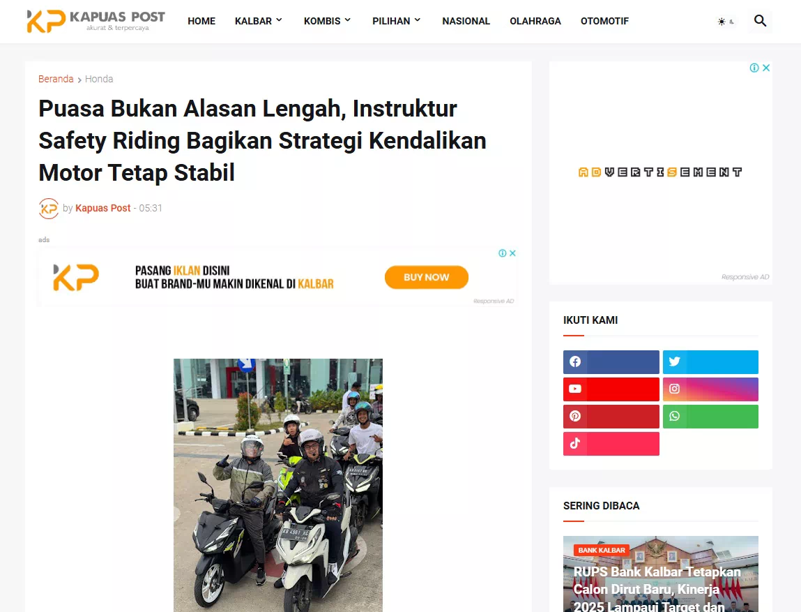 Puasa Bukan Alasan Lengah, Instruktur Safety Riding Bagikan Strategi Kendalikan Motor Tetap Stabil