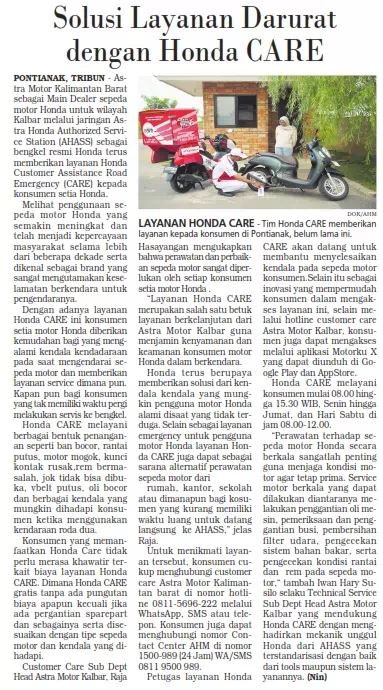 Solusi Layanan Darurat dengan Honda CARE