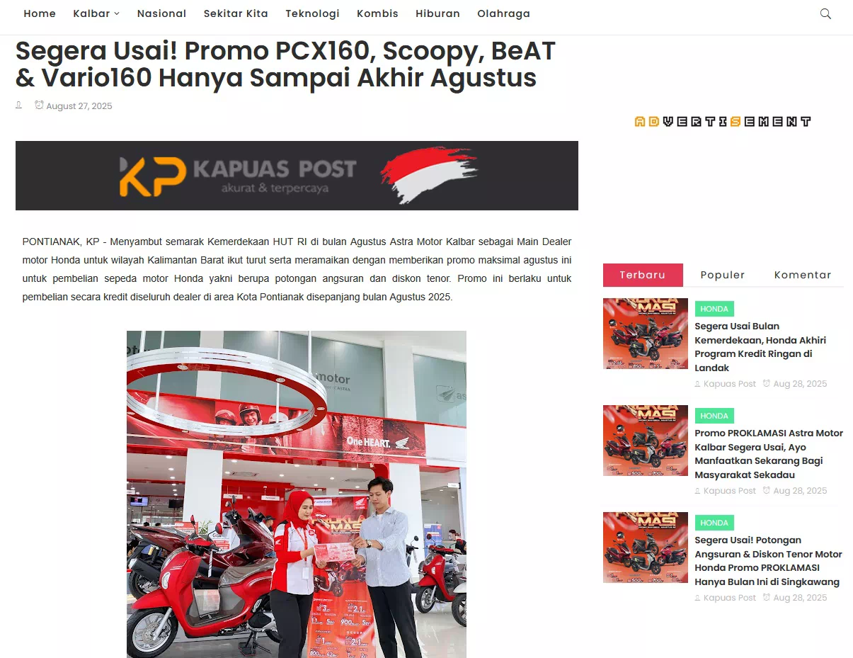 Segera Usai! Promo PCX160, Scoopy, BeAT &amp; Vario160 Hanya Sampai Akhir Agustus
