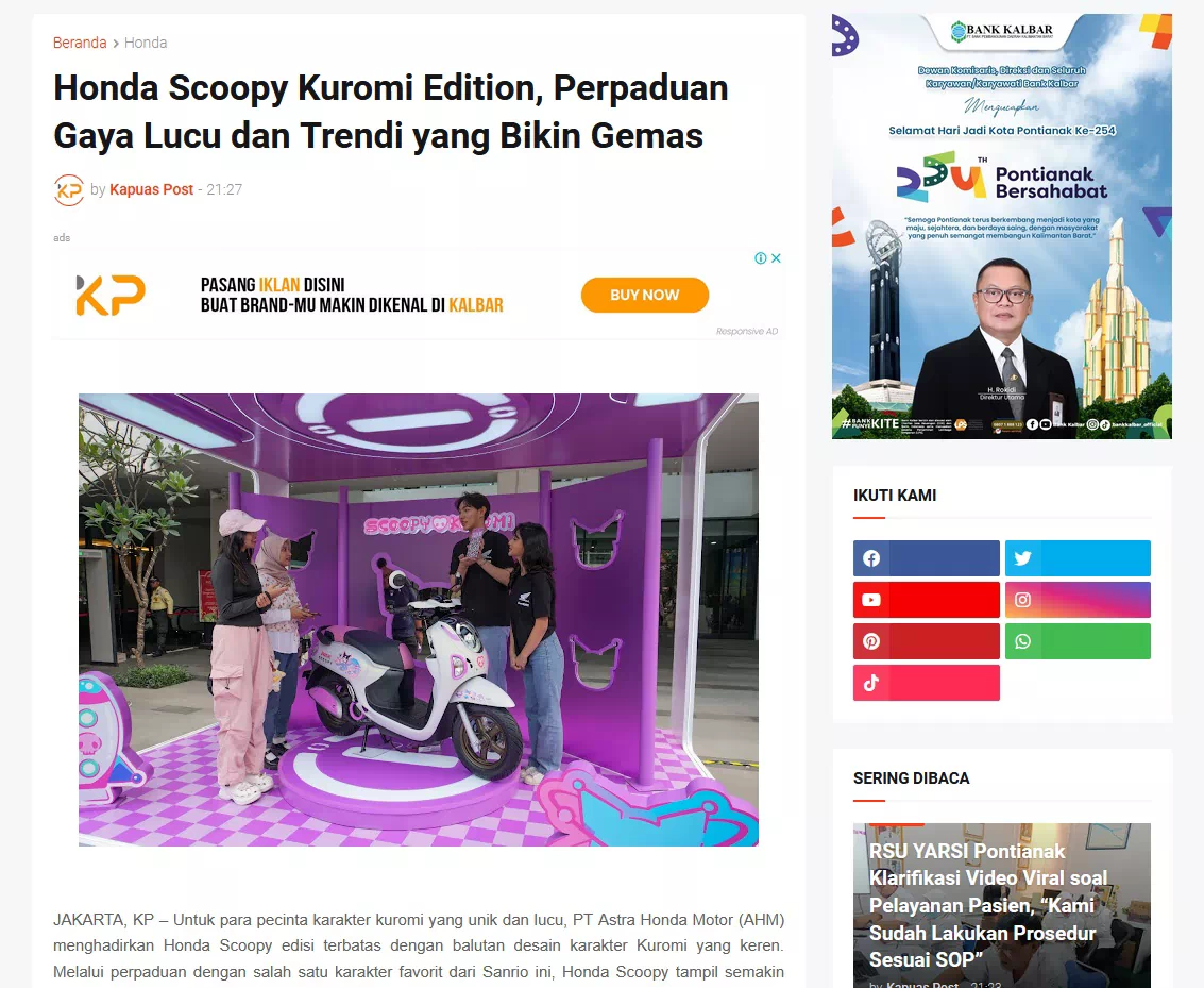 Honda Scoopy Kuromi Edition, Perpaduan Gaya Lucu dan Trendi yang Bikin Gemas