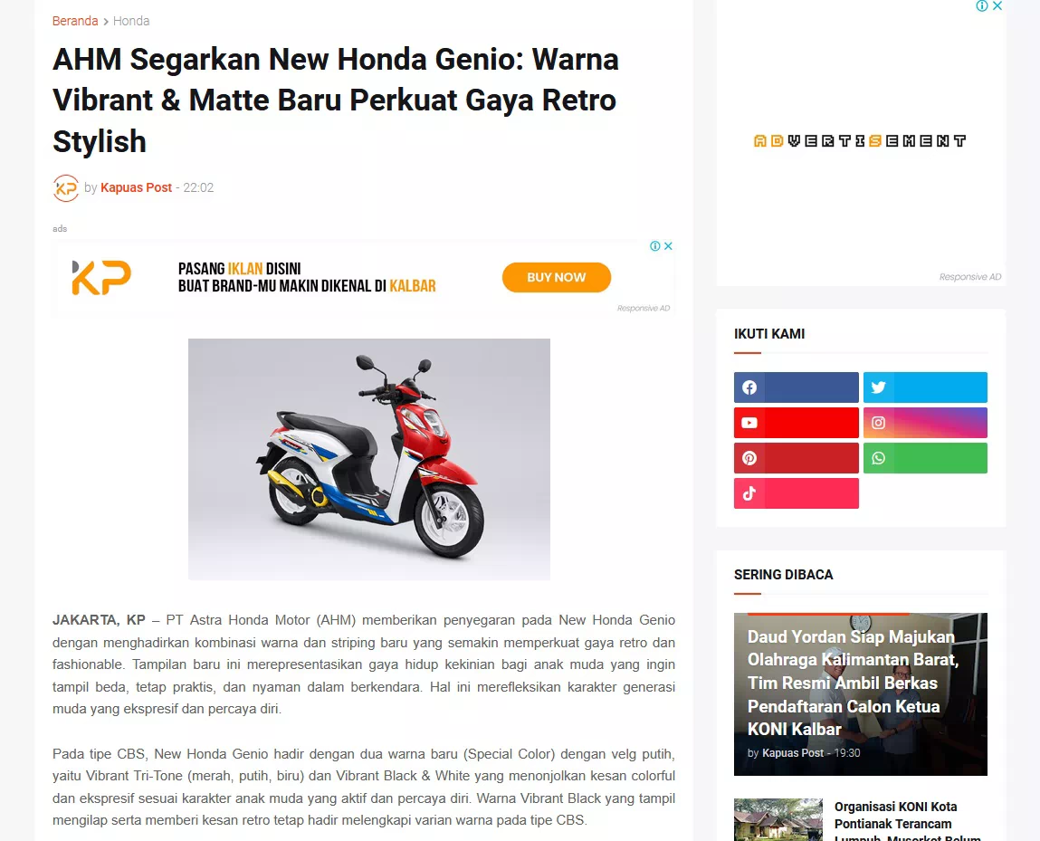 AHM Segarkan New Honda Genio: Warna Vibrant &amp; Matte Baru Perkuat Gaya Retro Stylish