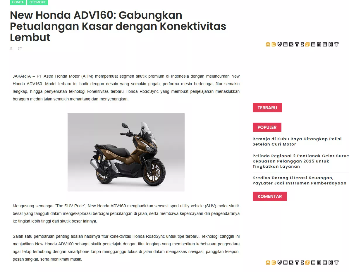 New Honda ADV160: Gabungkan Petualangan Kasar dengan Konektivitas Lembut