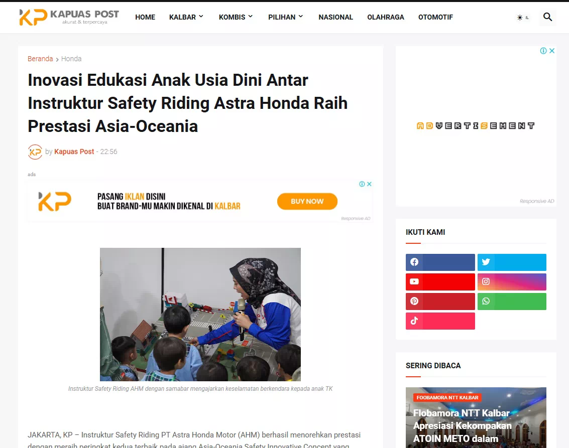 Inovasi Edukasi Anak Usia Dini Antar Instruktur Safety Riding Astra Honda Raih Prestasi Asia-Oceania