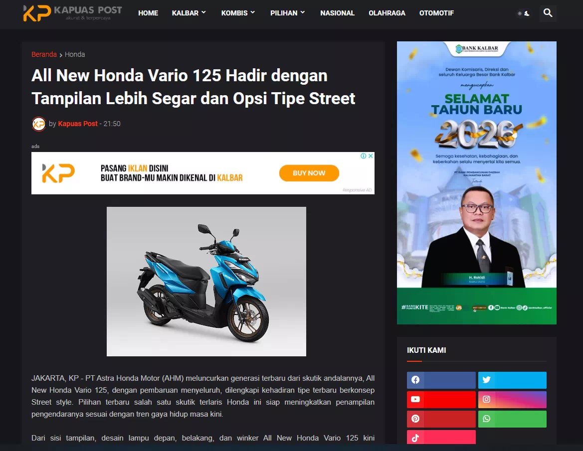 All New Honda Vario 125 Hadir dengan Tampilan Lebih Segar dan Opsi Tipe Street