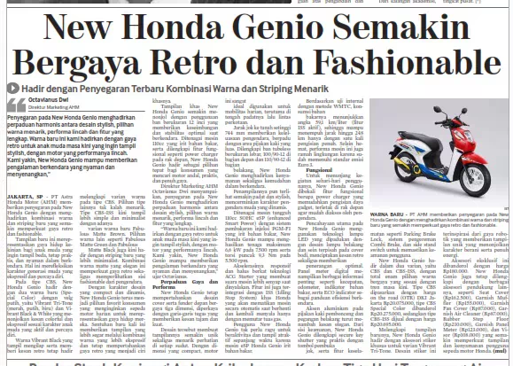 New Honda Genio Semakin Bergaya Retro dan Fashionable, Hadir dengan Penyegaran Terbaru Kombinasi Warna dan Striping Menarik