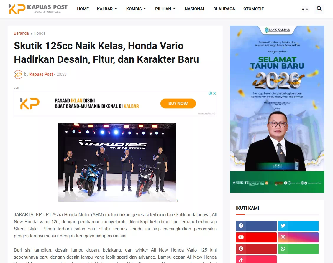 Skutik 125cc Naik Kelas, Honda Vario Hadirkan Desain, Fitur, dan Karakter Baru