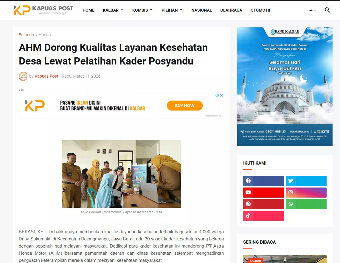 AHM Dorong Kualitas Layanan Kesehatan Desa Lewat Pelatihan Kader Posyandu