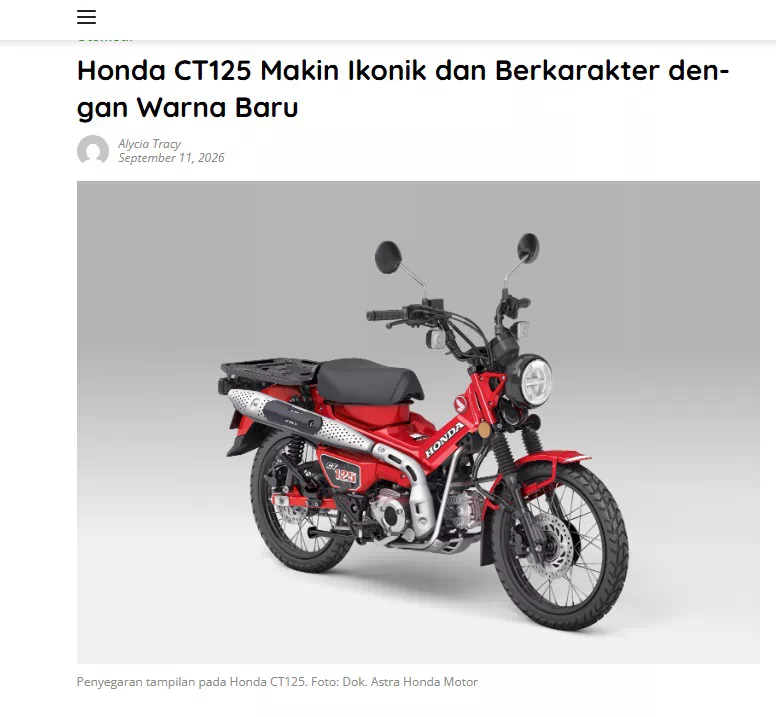Honda CT125 Makin Ikonik dan Berkarakter dengan Warna Baru