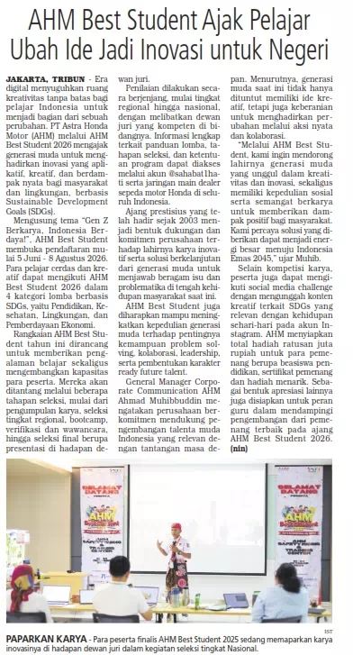 AHM Best Student Ajak Pelajar Ubah Ide Jadi Inovasi untuk Negeri