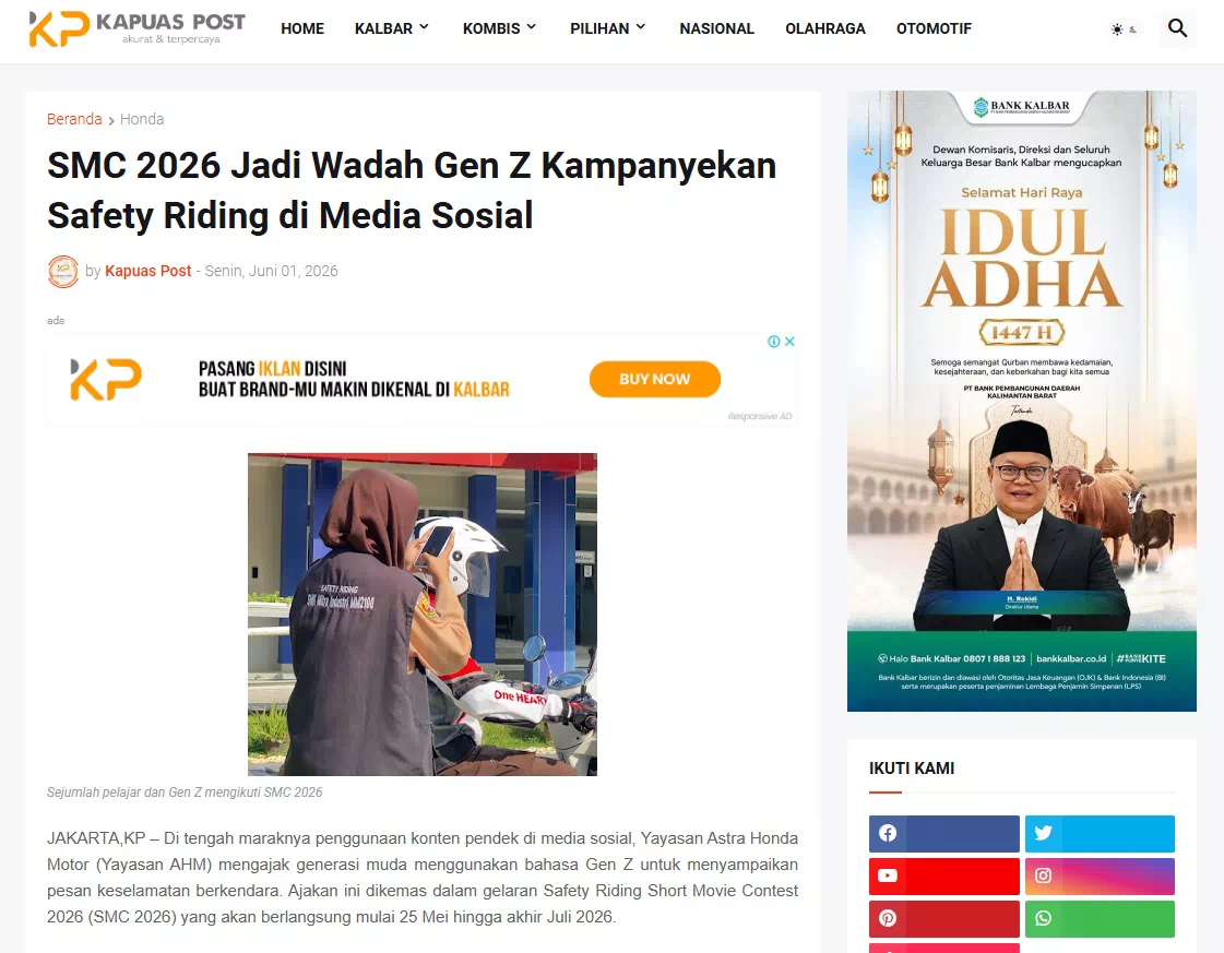 SMC 2026 Jadi Wadah Gen Z Kampanyekan Safety Riding di Media Sosial