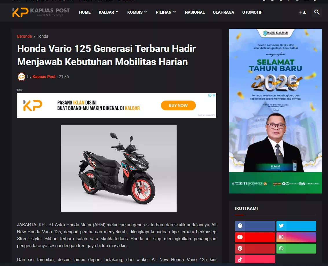 Honda Vario 125 Generasi Terbaru Hadir Menjawab Kebutuhan Mobilitas Harian