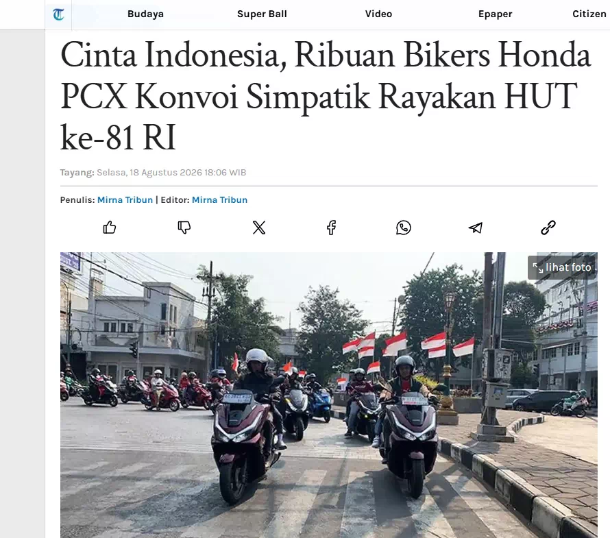 Cinta Indonesia, Ribuan Bikers Honda PCX Konvoi Simpatik Rayakan HUT ke-81 RI