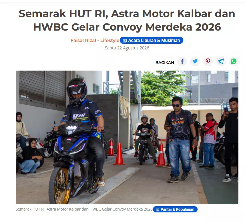 Semarak HUT RI, Astra Motor Kalbar dan HWBC Gelar Convoy Merdeka 2026