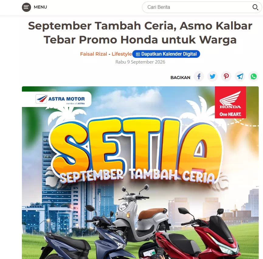 September Tambah Ceria, Asmo Kalbar Tebar Promo Honda untuk Warga