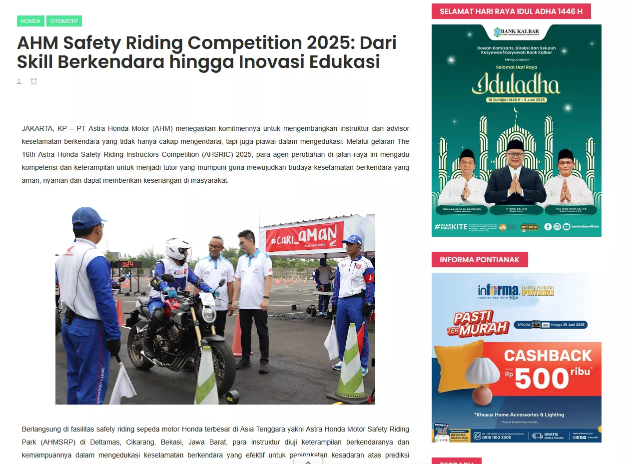 AHM Safety Riding Competition 2025: Dari Skill Berkendara hingga Inovasi Edukasi