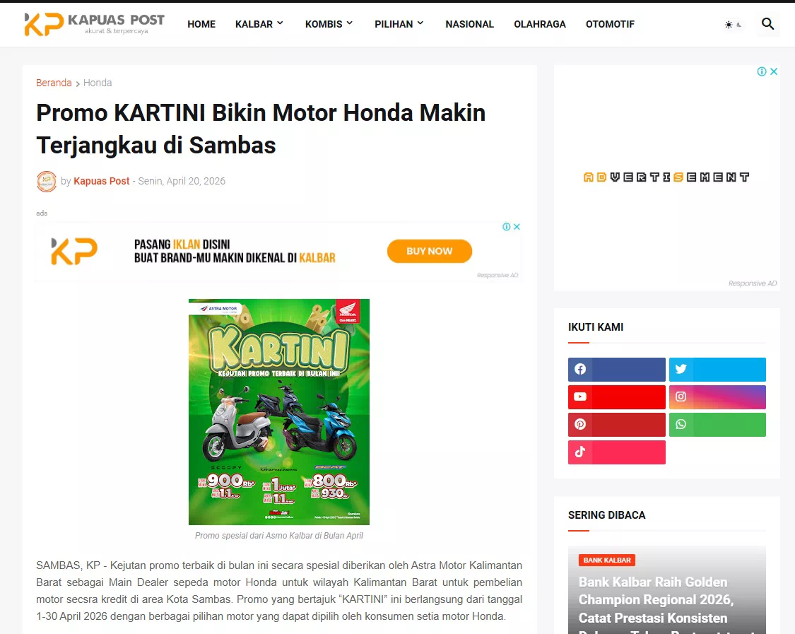 Promo KARTINI Bikin Motor Honda Makin Terjangkau di Sambas