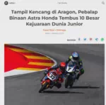 Tampil Kencang di Aragon, Pebalap Binaan Astra Honda Tembus 10 Besar Kejuaraan Dunia Junior