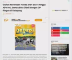 Diskon November Honda: Dari BeAT Hingga ADV160, Semua Bisa Dibeli dengan DP Ringan di Ketapang