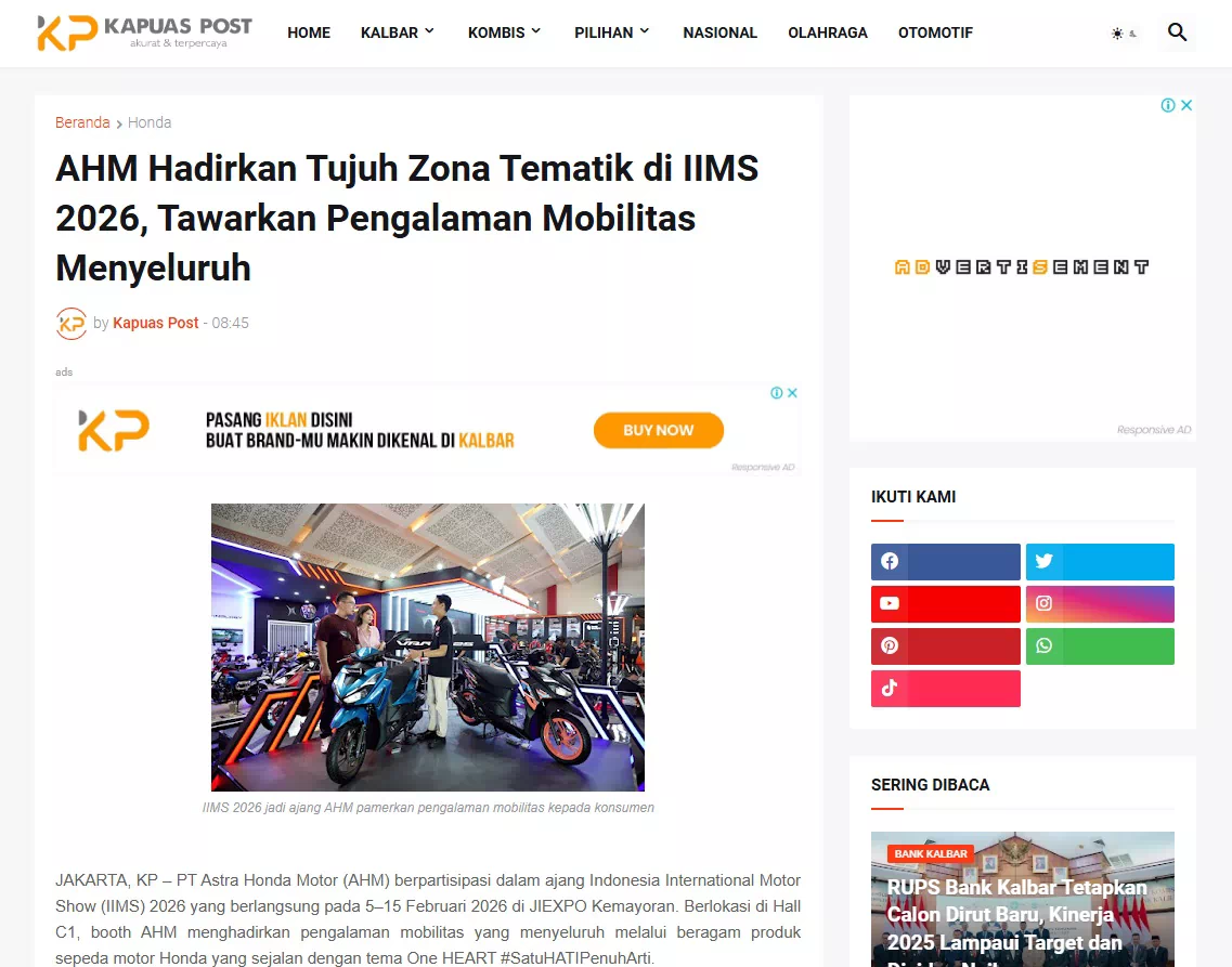 AHM Hadirkan Tujuh Zona Tematik di IIMS 2026, Tawarkan Pengalaman Mobilitas Menyeluruh