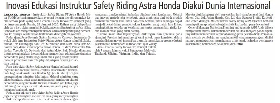 Inovasi Edukasi Instruktur Safety Riding Astra Honda Diakui Dunia International