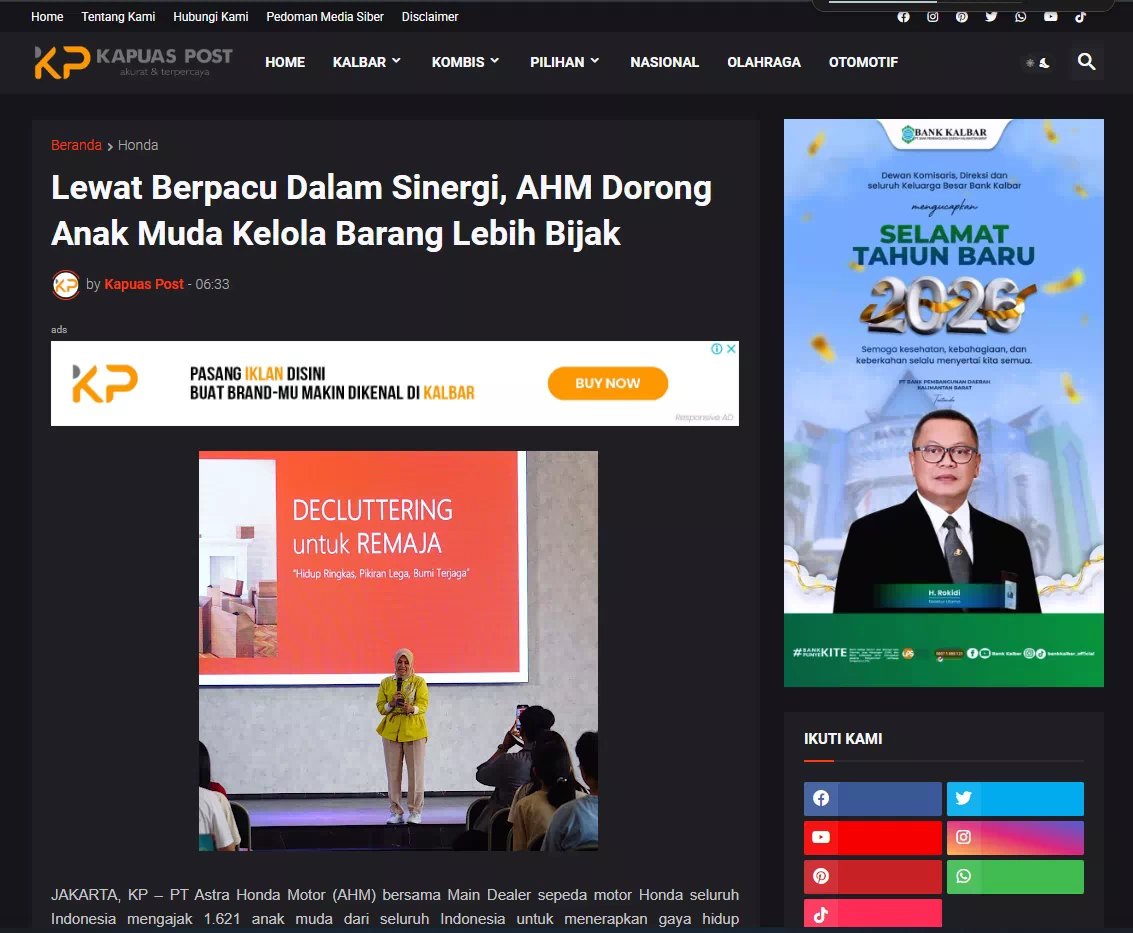 Lewat Berpacu Dalam Sinergi, AHM Dorong Anak Muda Kelola Barang Lebih Bijak