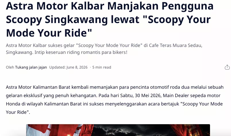 Astra Motor Kalbar Manjakan Pengguna Scoopy Singkawang lewat "Scoopy Your Mode Your Ride"
