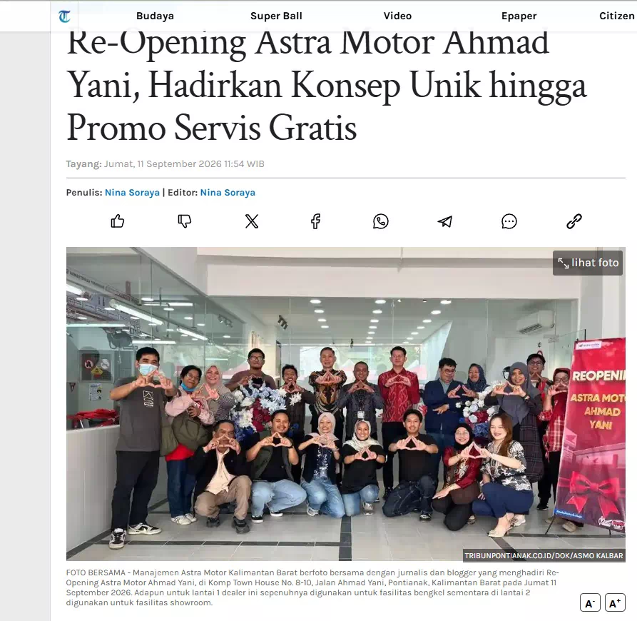 Re-Opening Astra Motor Ahmad Yani, Hadirkan Konsep Unik hingga Promo Servis Gratis