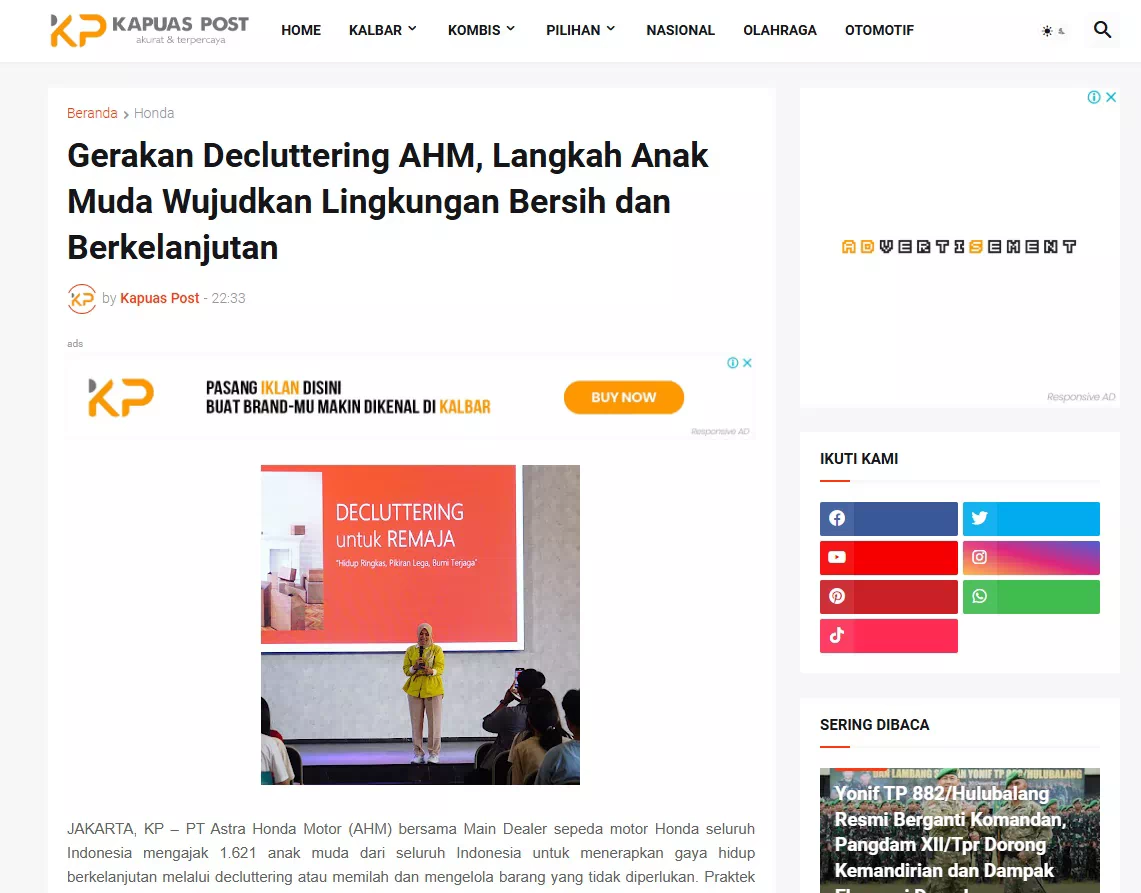Gerakan Decluttering AHM, Langkah Anak Muda Wujudkan Lingkungan Bersih dan Berkelanjutan