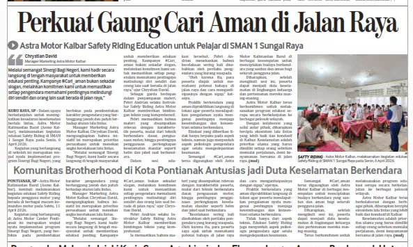 Perkuat Gaung Cari Aman di Jalan Raya, Astra Motor Kalbar Safety Riding Education untuk Pelajar di SMAN 1 Sungai Raya