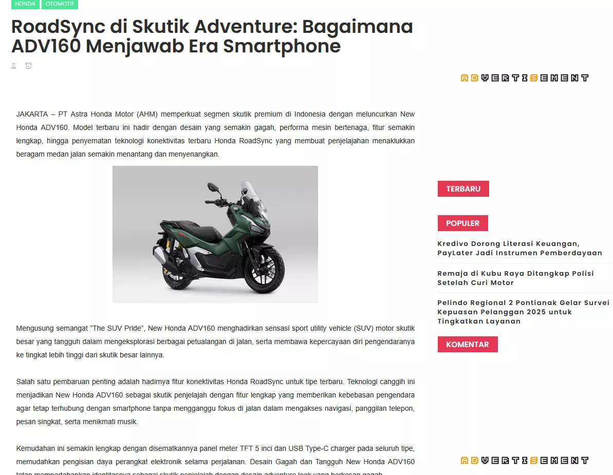 RoadSync di Skutik Adventure: Bagaimana ADV160 Menjawab Era Smartphone