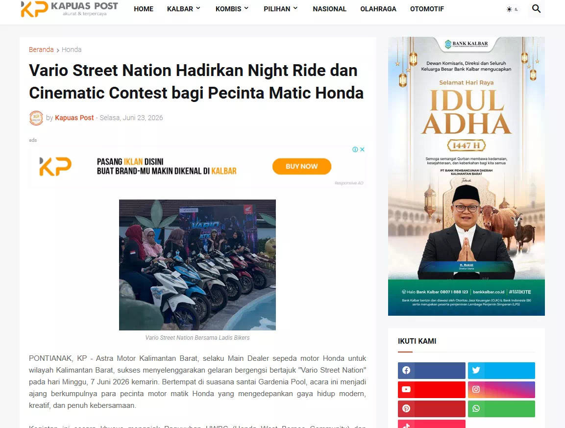 Vario Street Nation Hadirkan Night Ride dan Cinematic Contest bagi Pecinta Matic Honda