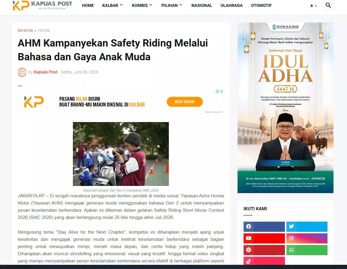 AHM Kampanyekan Safety Riding Melalui Bahasa dan Gaya Anak Muda