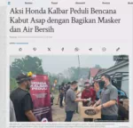 Aksi Honda Kalbar Peduli Bencana Kabut Asap dengan Bagikan Masker dan Air Bersih