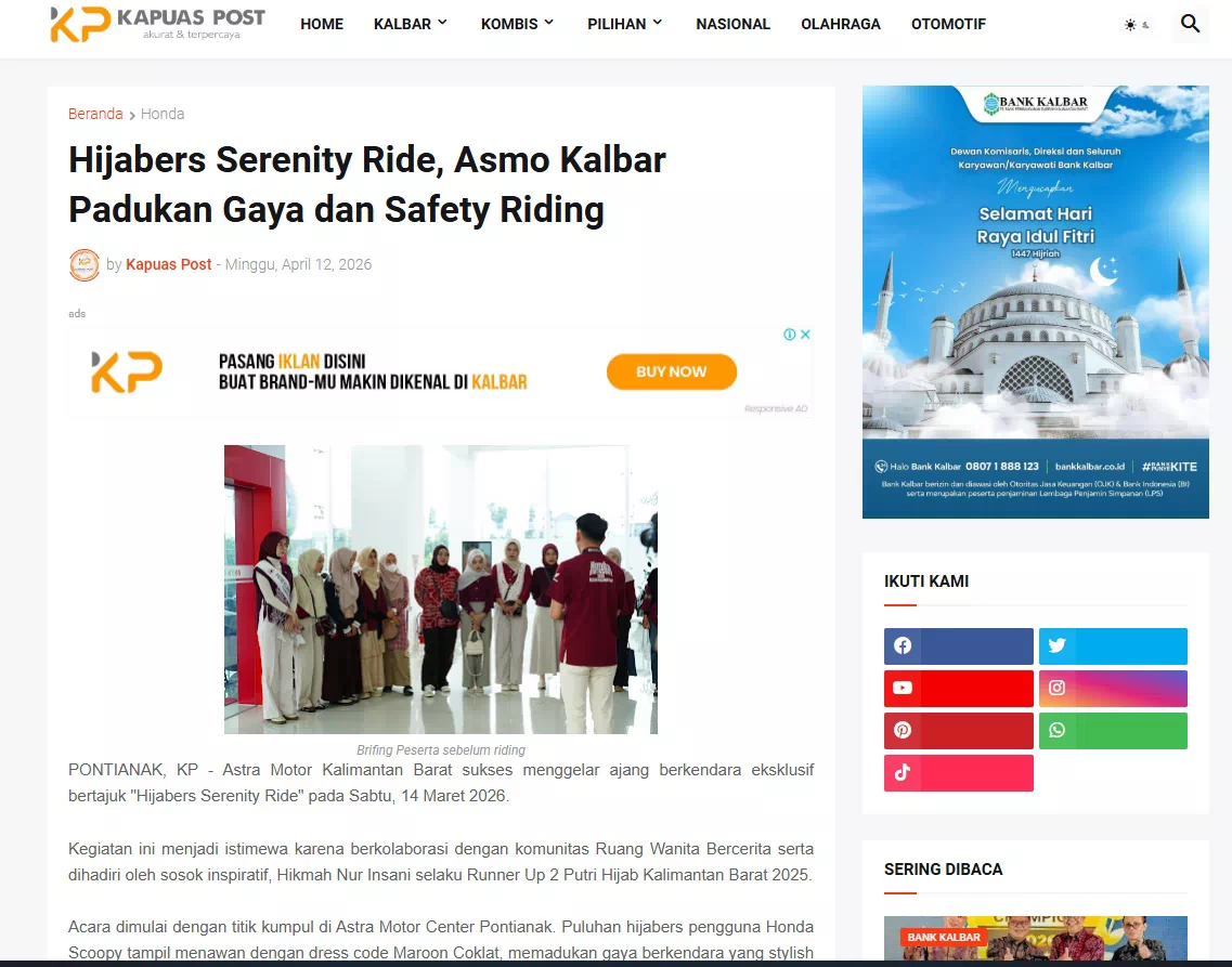 Hijabers Serenity Ride, Asmo Kalbar Padukan Gaya dan Safety Riding
