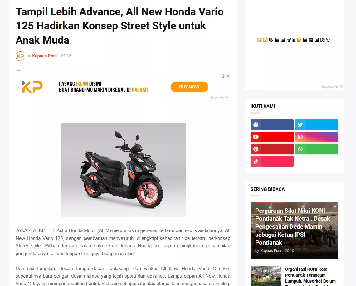 Tampil Lebih Advance, All New Honda Vario 125 Hadirkan Konsep Street Style untuk Anak Muda