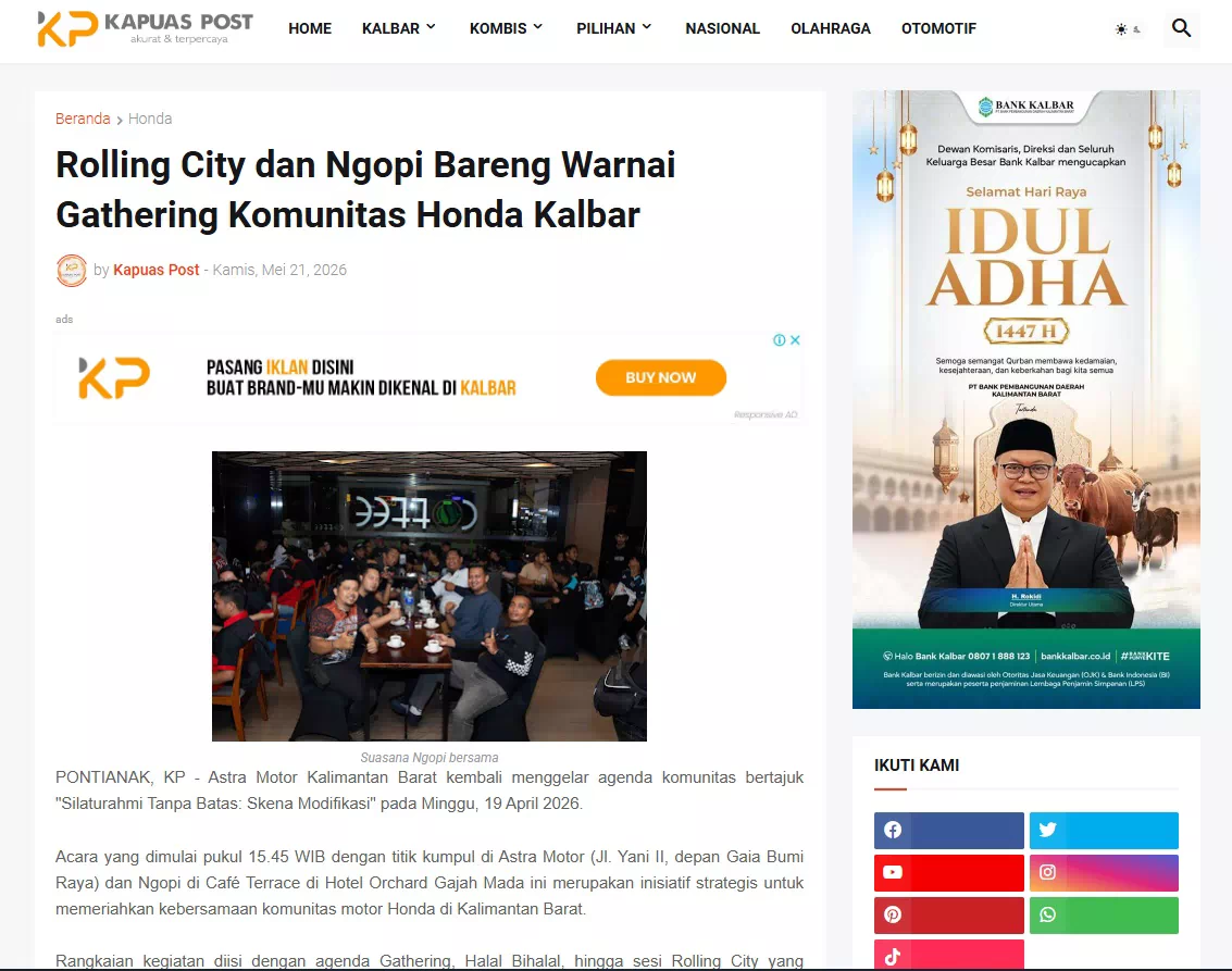 Rolling City dan Ngopi Bareng Warnai Gathering Komunitas Honda Kalbar