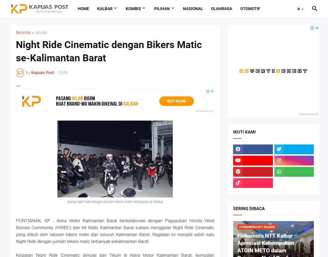 Night Ride Cinematic dengan Bikers Matic se-Kalimantan Barat
