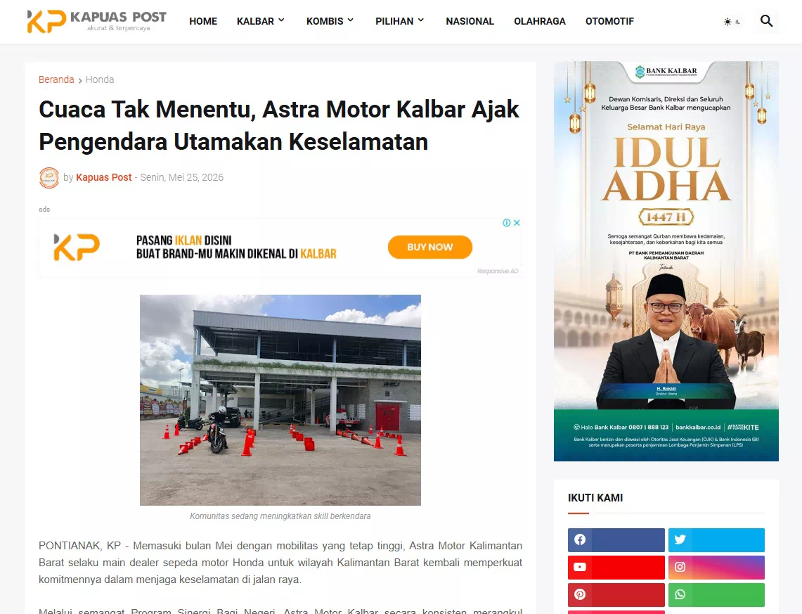 Cuaca Tak Menentu, Astra Motor Kalbar Ajak Pengendara Utamakan Keselamatan