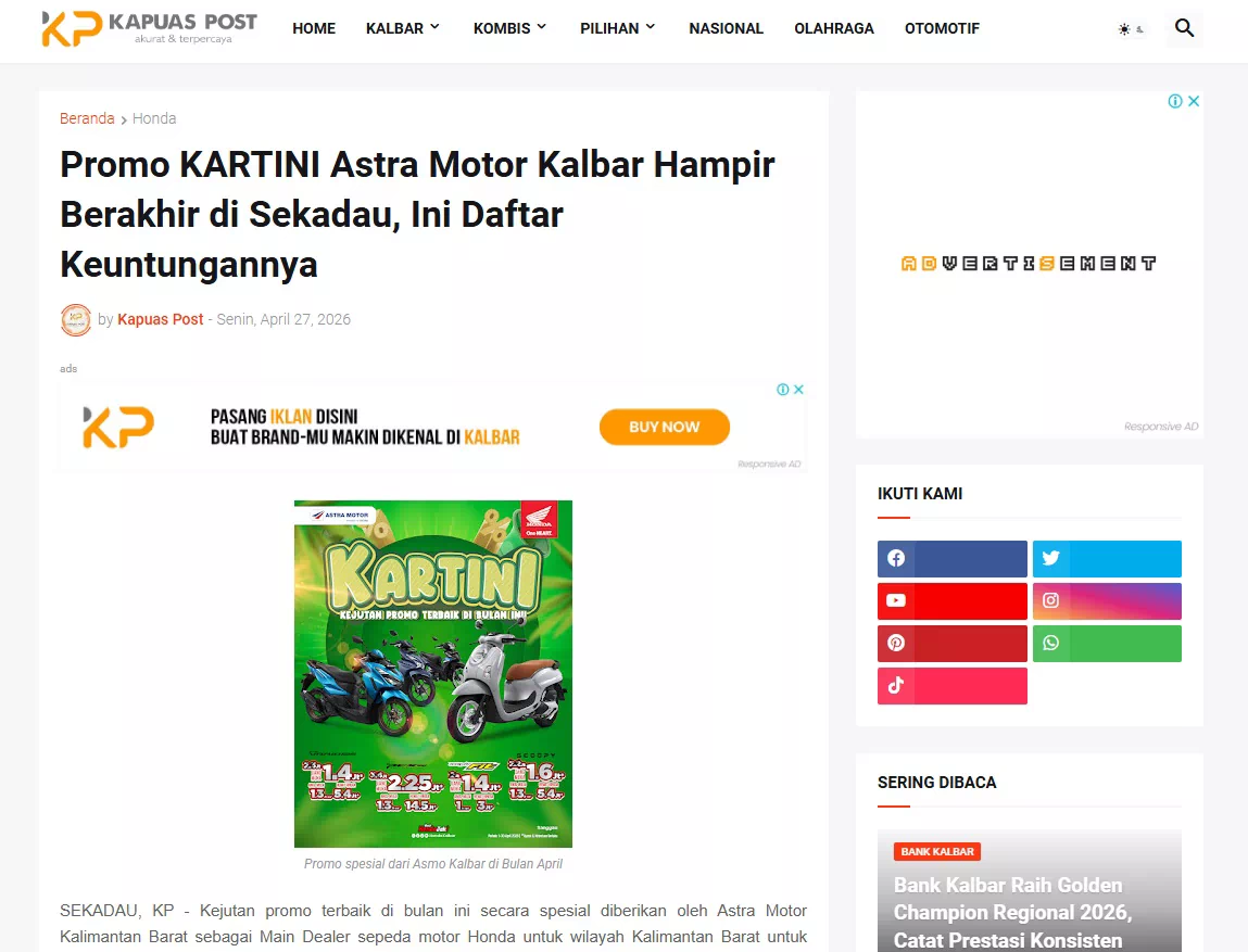 Promo KARTINI Astra Motor Kalbar Hampir Berakhir di Sekadau, Ini Daftar Keuntungannya
