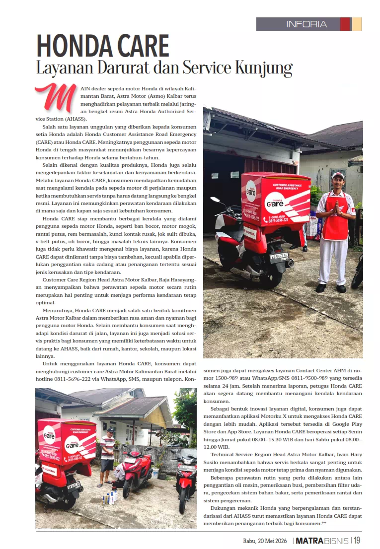 Layanan Darurat dan Service Kunjung HONDA CARE