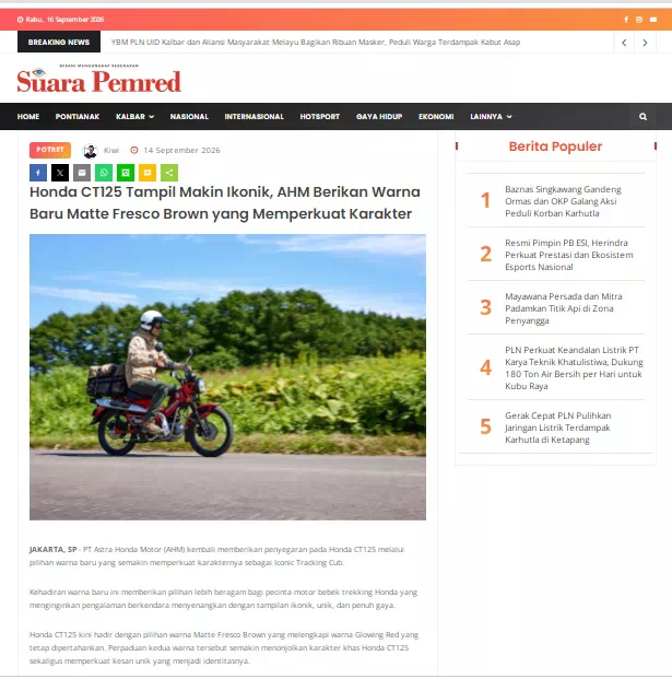 Honda CT125 Tampil Makin Ikonik, AHM Berikan Warna Baru Matte Fresco Brown yang Memperkuat Karakter