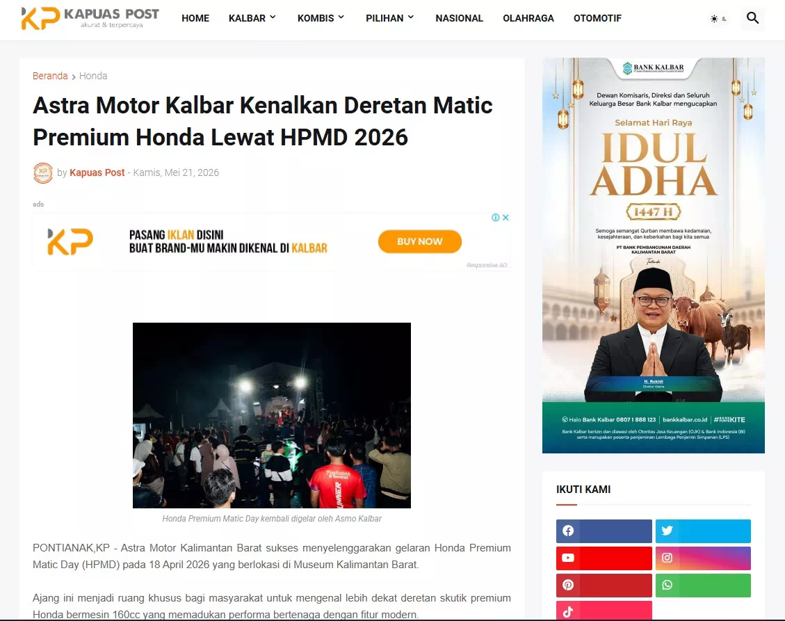 Astra Motor Kalbar Kenalkan Deretan Matic Premium Honda Lewat HPMD 2026